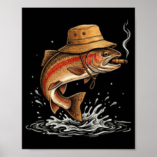 Trucha genial fumando arte de humor de pescador al