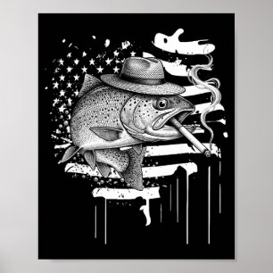 Trucha genial fumando arte de humor de pescador al