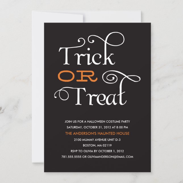 TRUCO O TRATAMIENTO | INVITACIÓN DE HALLOWEEN PART (Anverso)