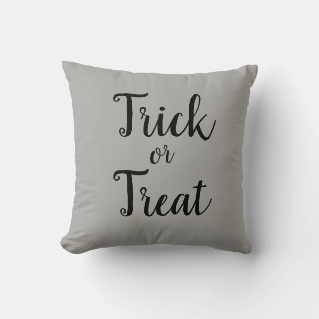 Truco o trato Cojín decorativo gris de Halloween (Anverso)