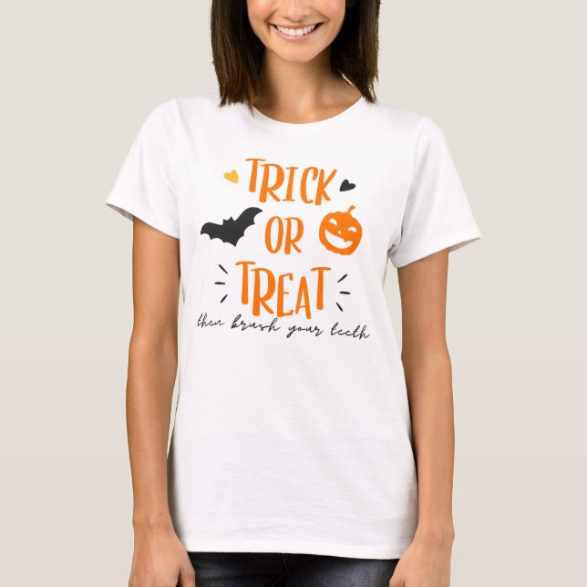 Truco o trato de la salud dental Camiseta Hallowee (Anverso)