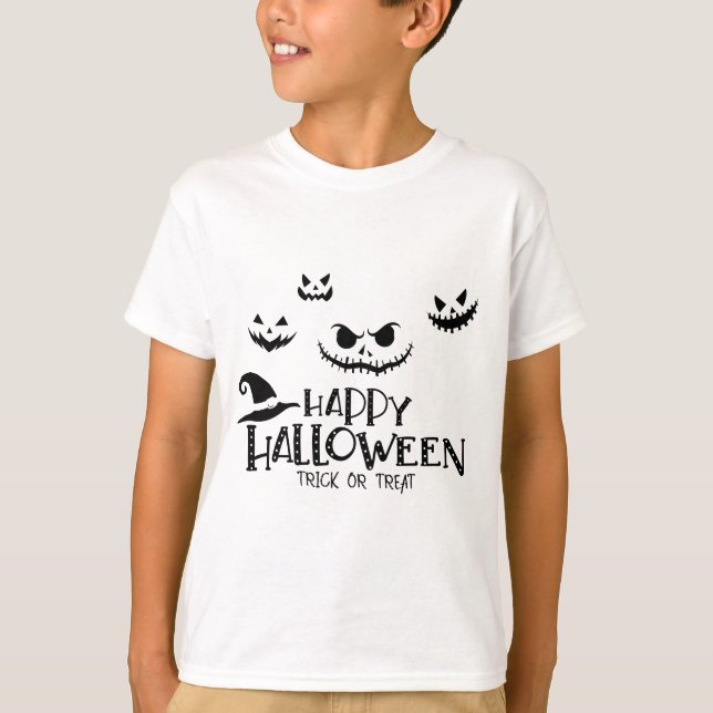 Truco o trato feliz camiseta de Halloween (Anverso)