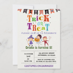 Truco o trato, invitación de cumpleaños de Hallowe