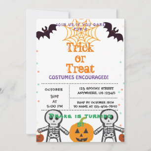 Truco o trato, invitación de cumpleaños de Hallowe