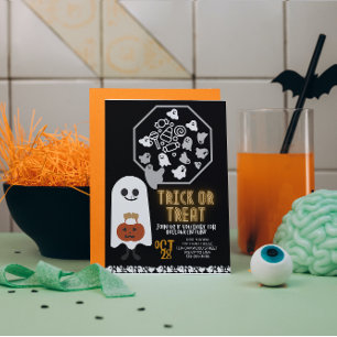 Truco o trato niño lindo invitación de costumbre d