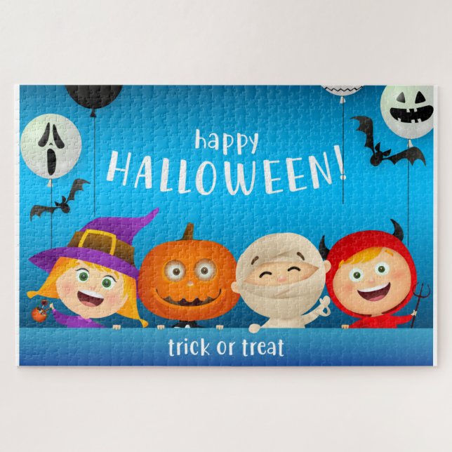 Truco o truco rompecabezas de Halloween (Horizontal)