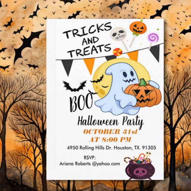 Trucos O Tratamientos Cute Invitación A Halloween  (Subido por el creador)