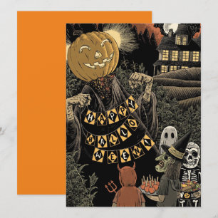 Trucos O Tratamientos Y Calabaza Para Niños Vintag