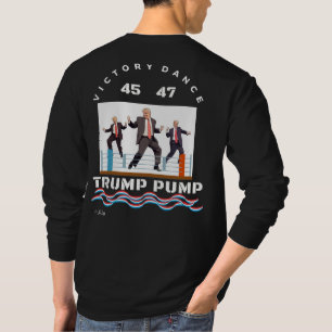 Trump bombea victoria bailando con camiseta negra