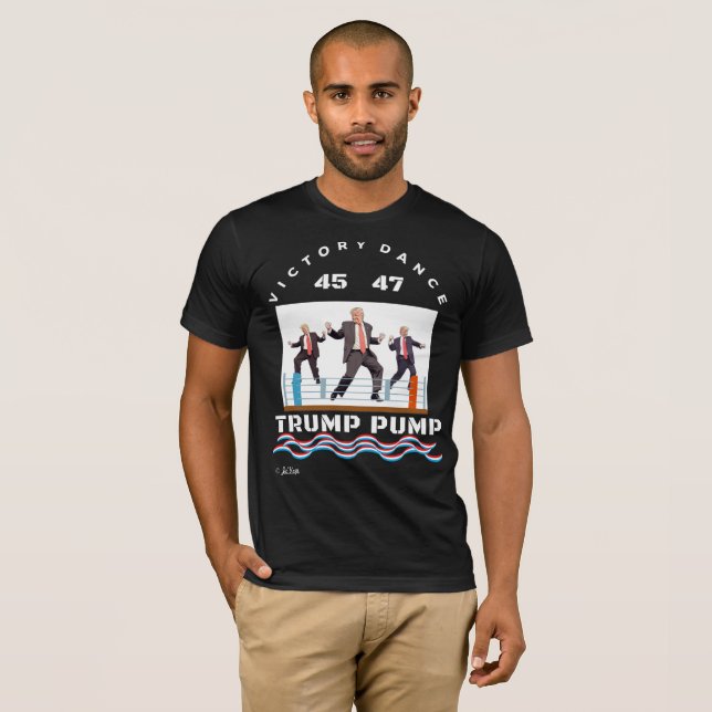 Trump bombea victoria bailando con camiseta negra (Anverso completo)