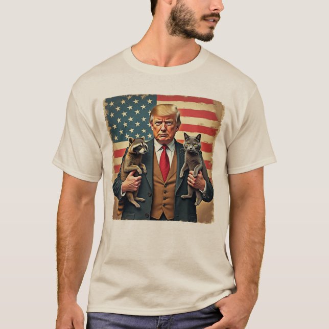 Trump con una camiseta raccoon de gato - Gracioso  (Anverso)