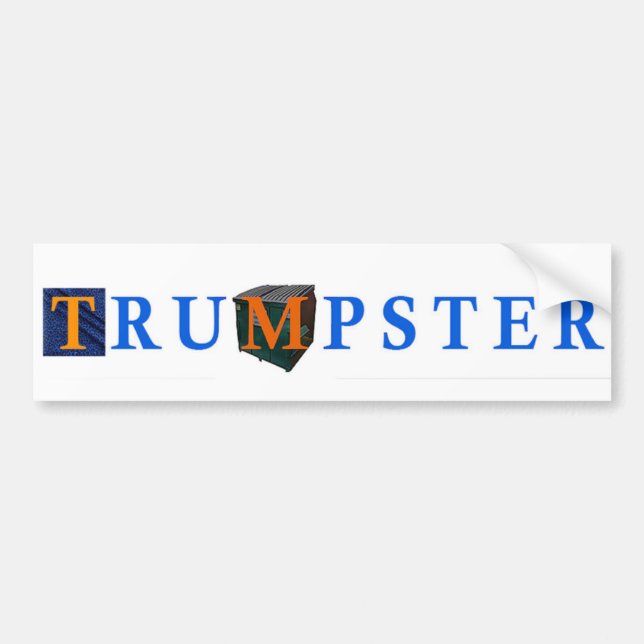 Trump Dumpster Pegatina 2 - Azul, Blanco (Frente)