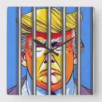 Trump en la cárcel reloj de pared acrílico, cuadra
