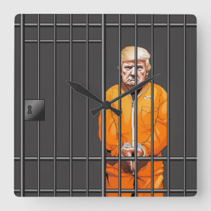 Trump en la cárcel reloj de pared acrílico, cuadra