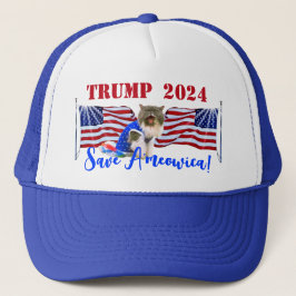 ¡TRUMP fur A'meowica! Sombrero de camión de gato