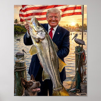Trump Sosteniendo un Róbalo — Arte de Pesca Patrió