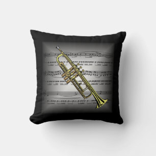 Trumpet ~ Música de hojas 3D ~ Gris/negro almohada
