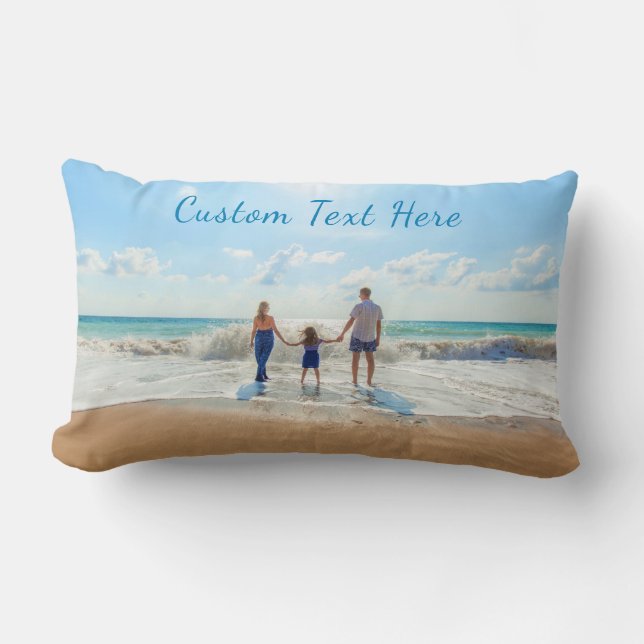 Tu almohada de foto con texto personalizado (Anverso)