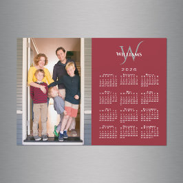 Tu calendario 2026 con foto Monograma Nombre Rojo 