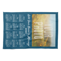 Tu calendario de toallas de té fotográfico azul