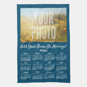 Tu calendario de toallas de té fotográfico azul