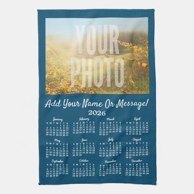 Tu calendario de toallas de té fotográfico azul (Vertical)