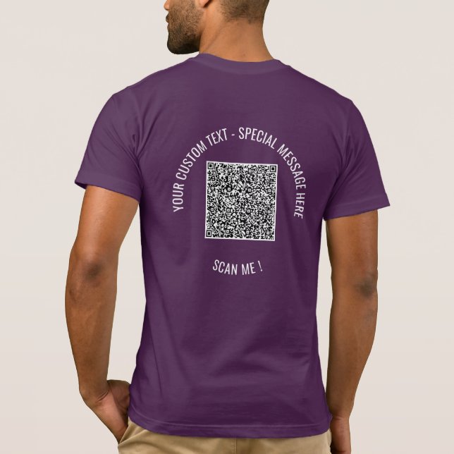 Tu Camiseta de Código QR Divertido Ejemplo de Text (Reverso)