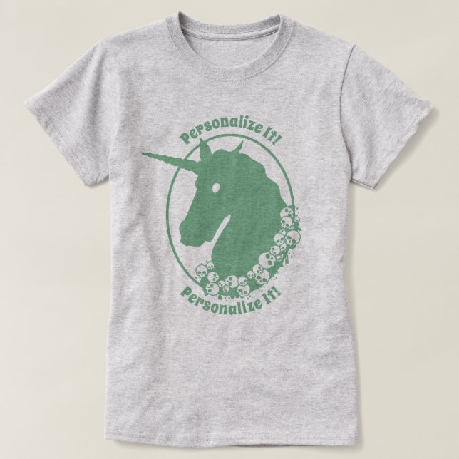 TU Camiseta Verde Zombie Unicornio (Diseño del anverso)