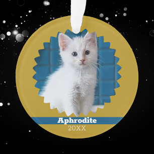 Tu foto de gato en ornamento de fiesta de ocre ama