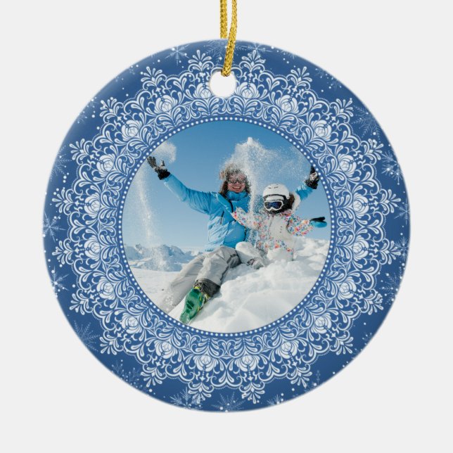 Tu foto en los adornos de personalizado Elegante (Frente)