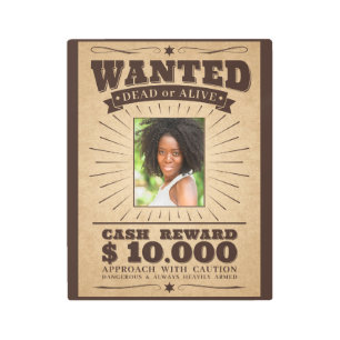 TU FOTO en "Se busca" arte metalizado en la pared