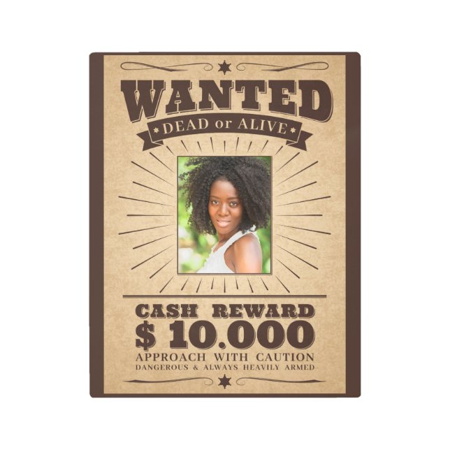 TU FOTO en "Se busca" arte metalizado en la pared  (Anverso)