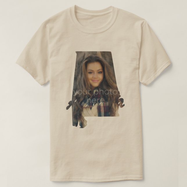 TU FOTO Estado De Alabama Forma Camiseta (Diseño del anverso)