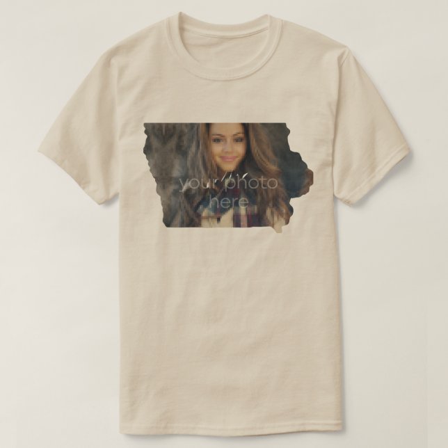 TU FOTO Estado De La Camiseta Forma Iowa (Diseño del anverso)