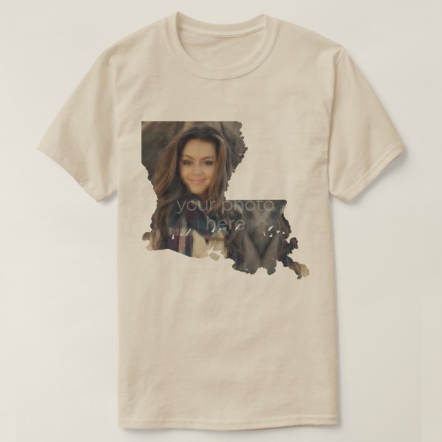 TU FOTO Estado De Louisiana Forma Camiseta (Diseño del anverso)