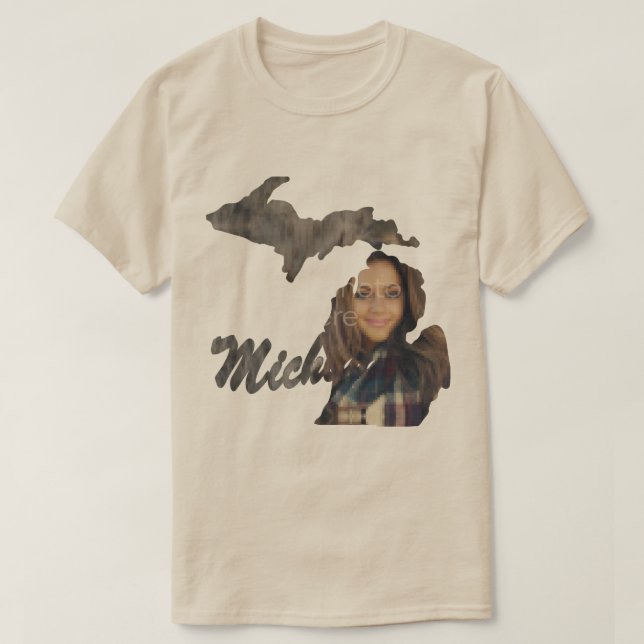 TU FOTO Estado De Michigan Forma Camiseta (Diseño del anverso)