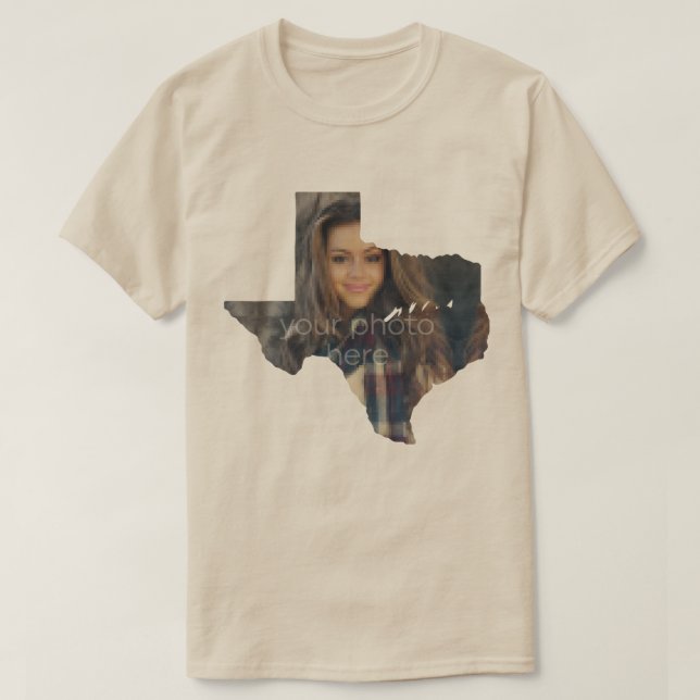 TU FOTO Estado De Texas Forma Camiseta (Diseño del anverso)