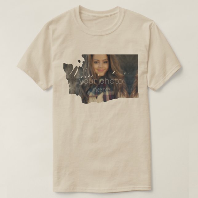 TU FOTO Estado De Washington Forma Camiseta (Diseño del anverso)
