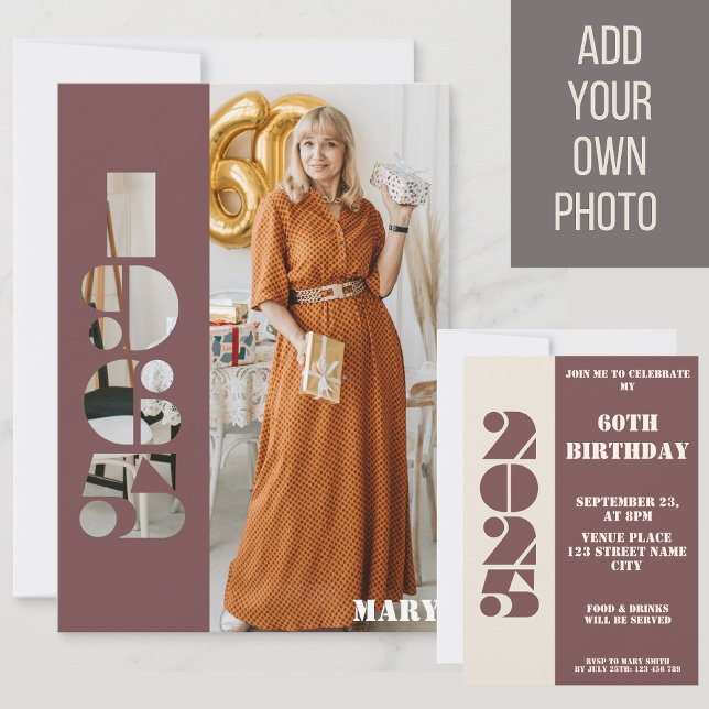 Tu foto nacida en 1965 60º cumpleaños Invitación (Subido por el creador)