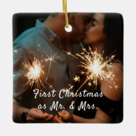Tu foto primer Boda de Navidad Ornamento
