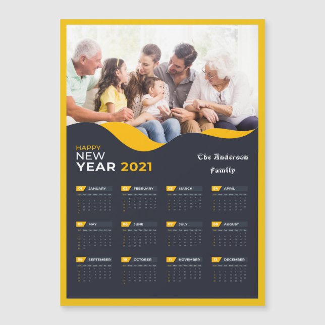 Tu foto y nombre personalizables Calendario 2021 (Anverso)