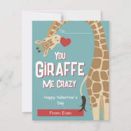 Tu Giraffe Me Crazy Kids Tarjeta de San Valentín