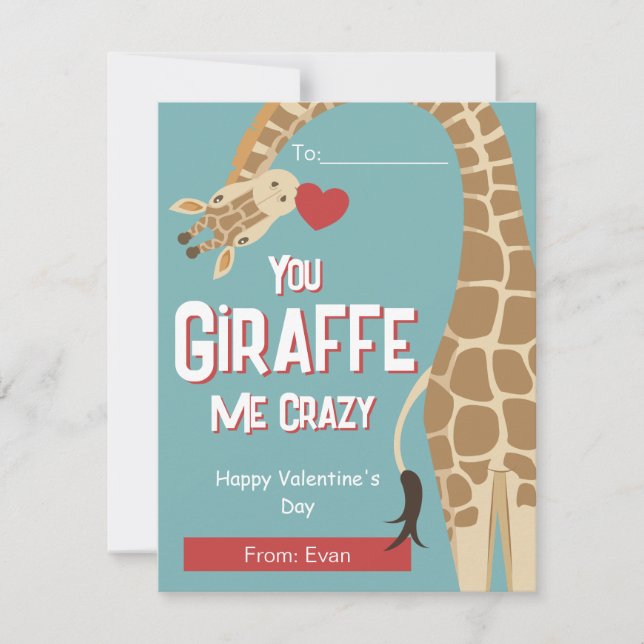 Tu Giraffe Me Crazy Kids Tarjeta de San Valentín (Anverso)