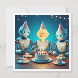 Tu hijo con robots, tarjeta de cumpleaños de robot