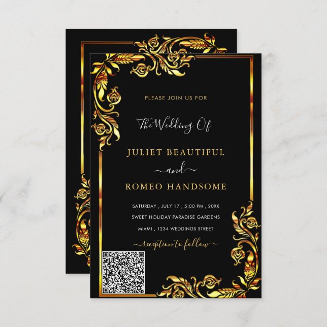 Tu información de código QR Invitación a la Boda d (Anverso / Reverso)