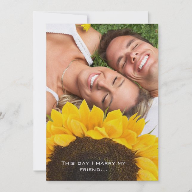Tu invitación a la boda fotográfica con el girasol (Anverso)