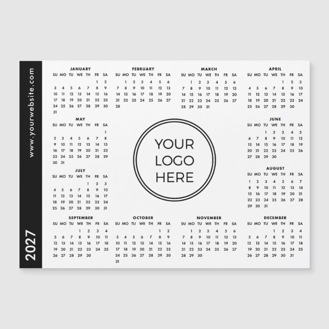 Tu Logo Aquí 2027 Calendario Magnético Blanco (Anverso)