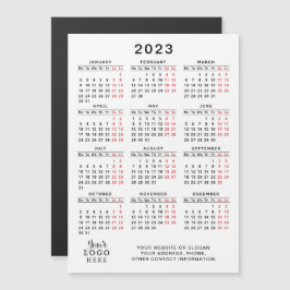 Tu logotipo 2023 Calendario Blanco Negro Rojo Míni