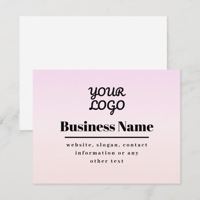 Tu logotipo y texto | Pink & Peach Ombre (Anverso / Reverso)