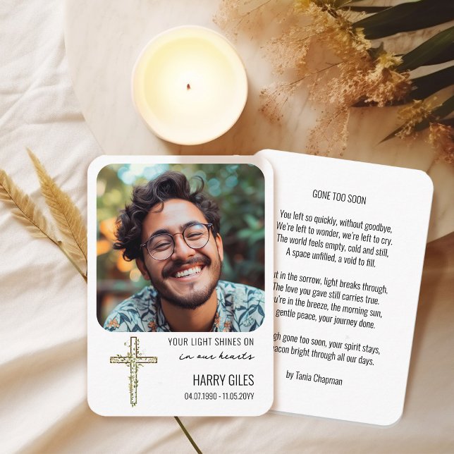 Tu Luz Brilla En La Tarjeta De Keepsake Del Memori (Photo Memorial Keepsake Card  with Reading by Darling & May)